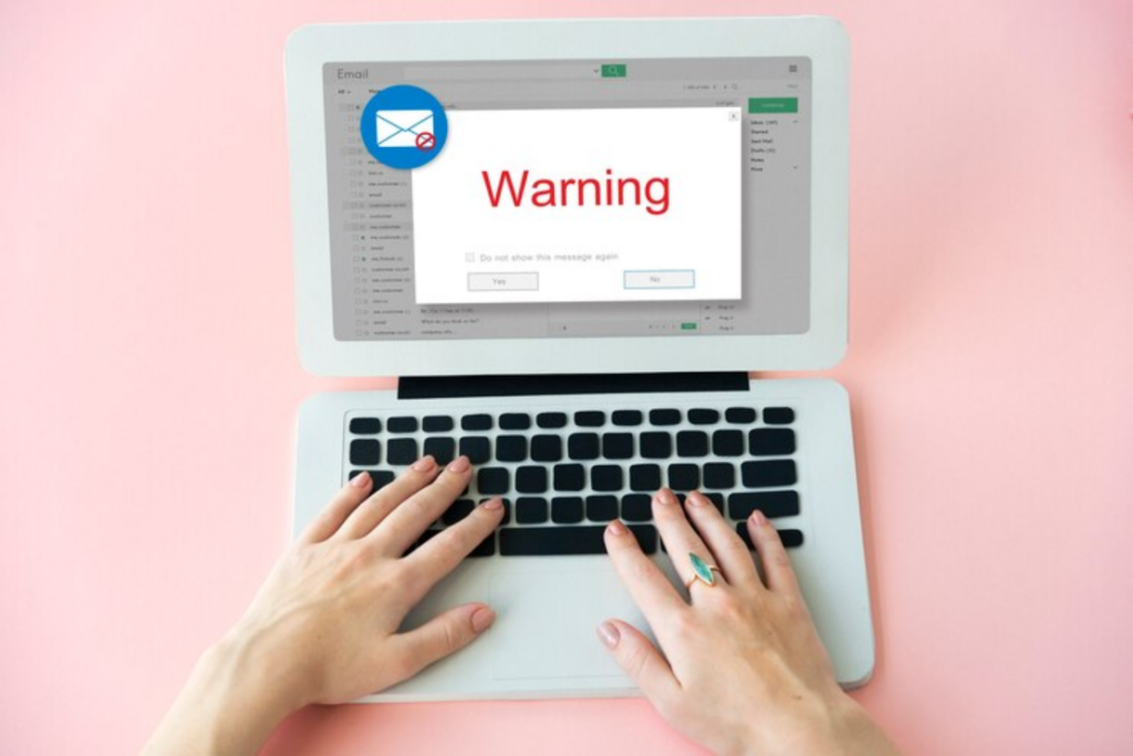 email outreach popup warning window concept